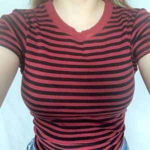 brandy melville red and black crop top NWOT
